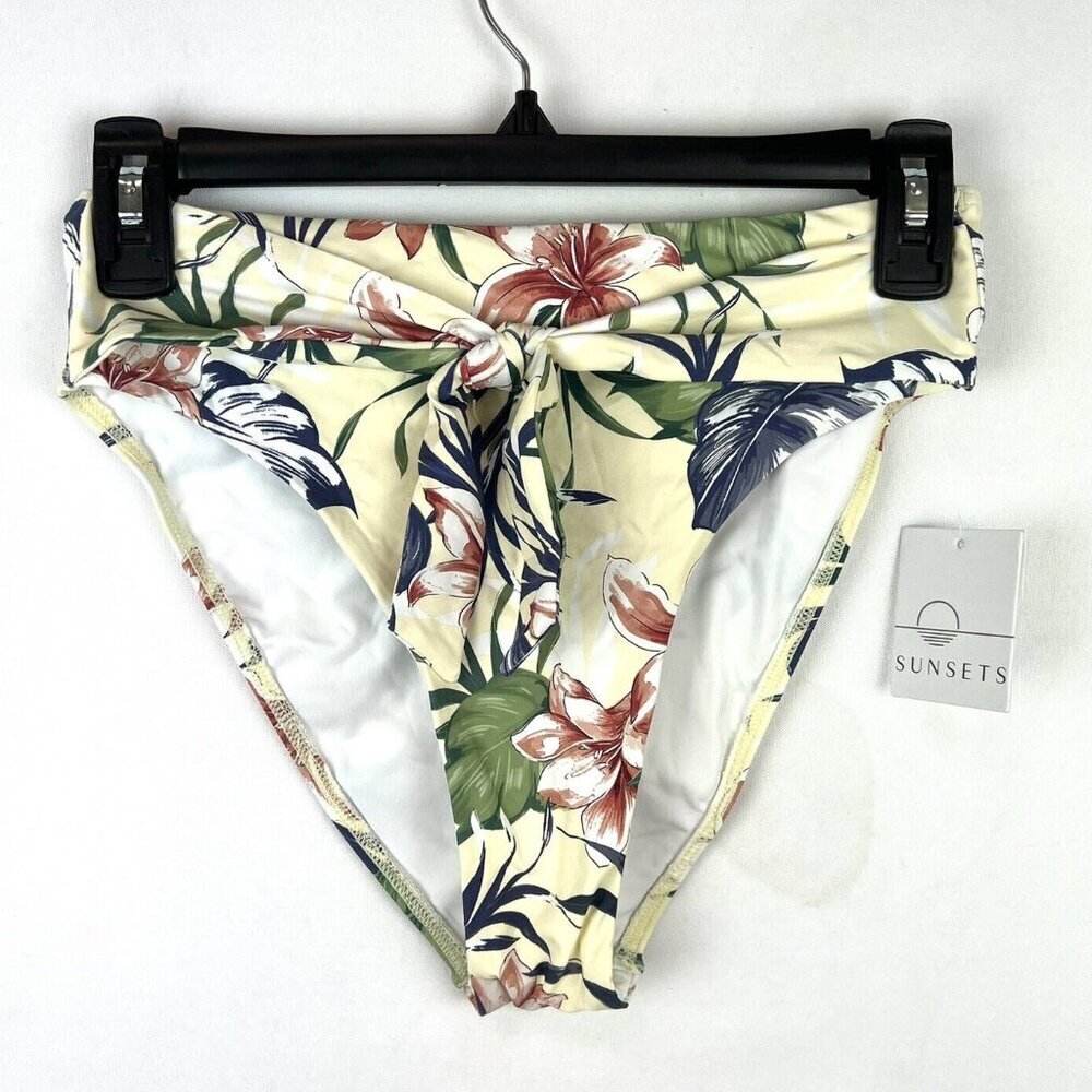 Sunsets Women’s Tessa Tie High Rise Floral Bikini Bottom Size Small